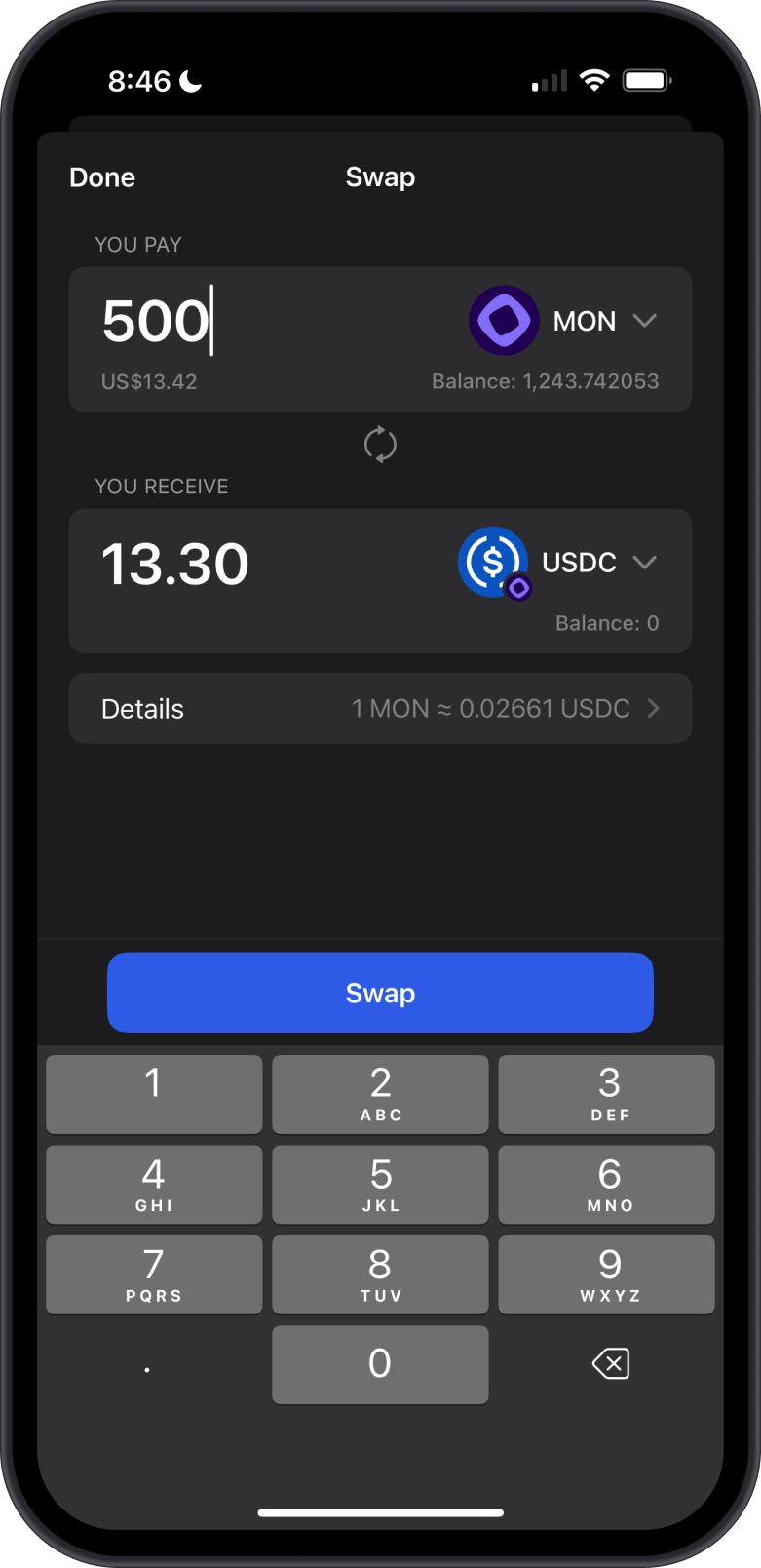 Swap MON to Monad ERC20 tokens