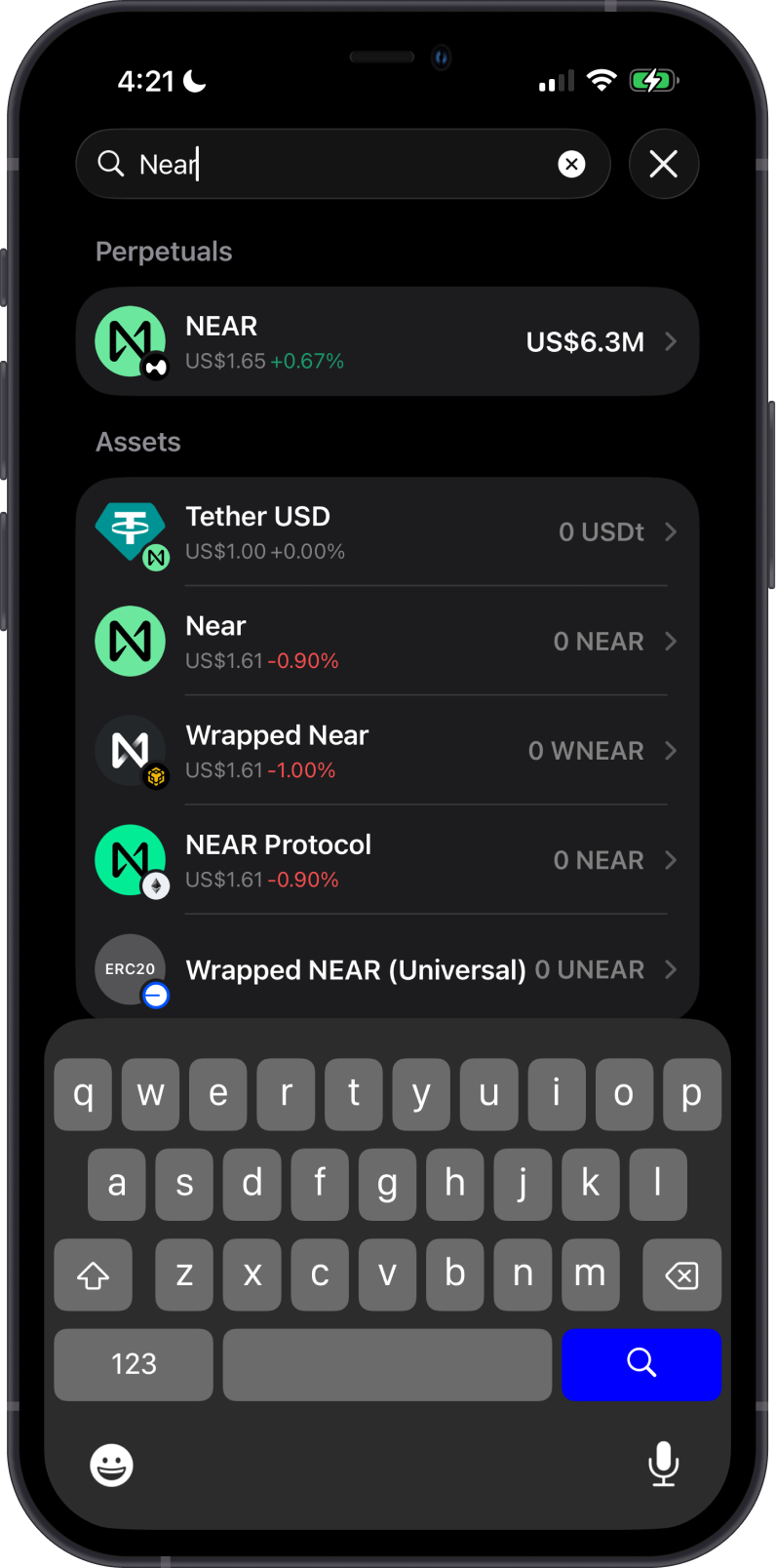 Search for NEAR on Gem Wallet