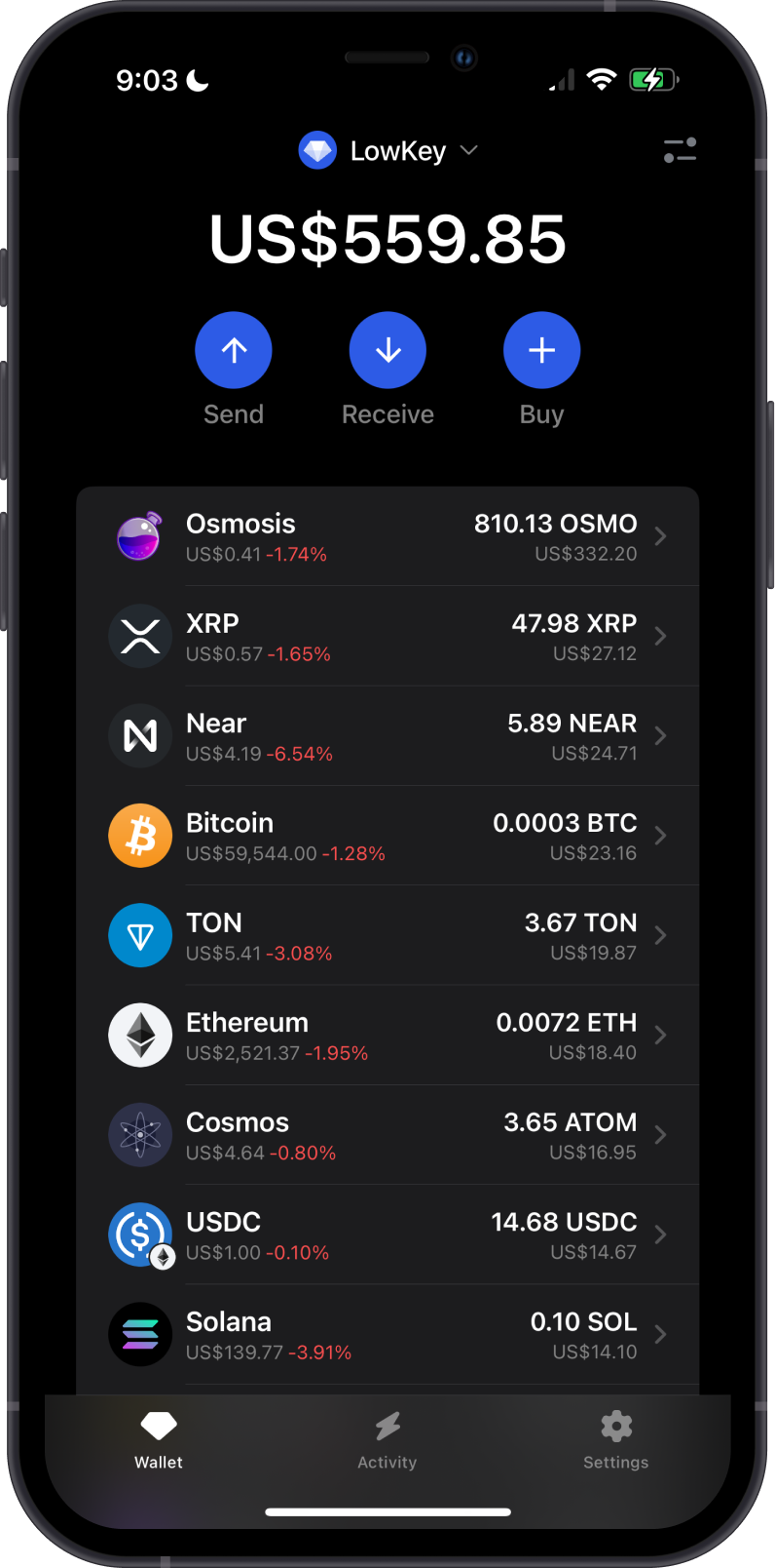 Main Wallet Screen