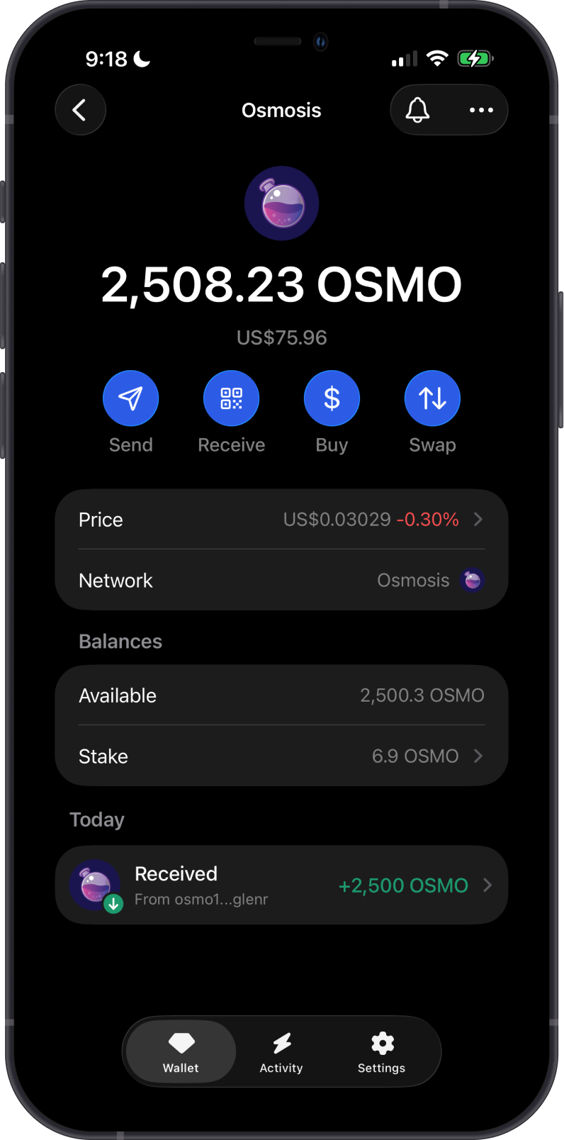 Osmosis on Gem Wallet