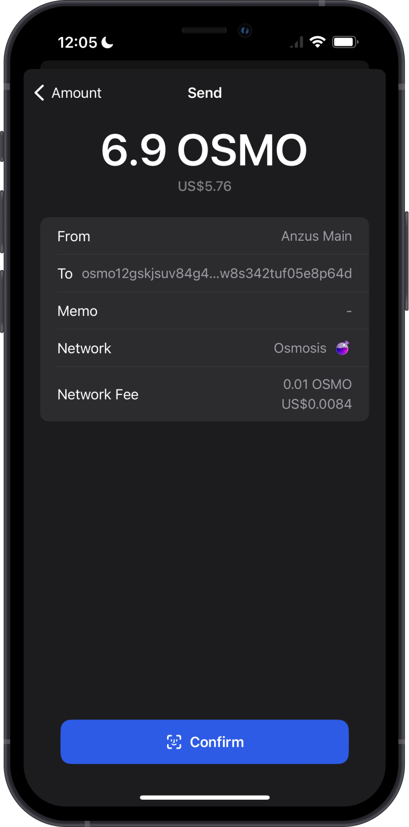 Send OSMO fee on Gem Wallet
