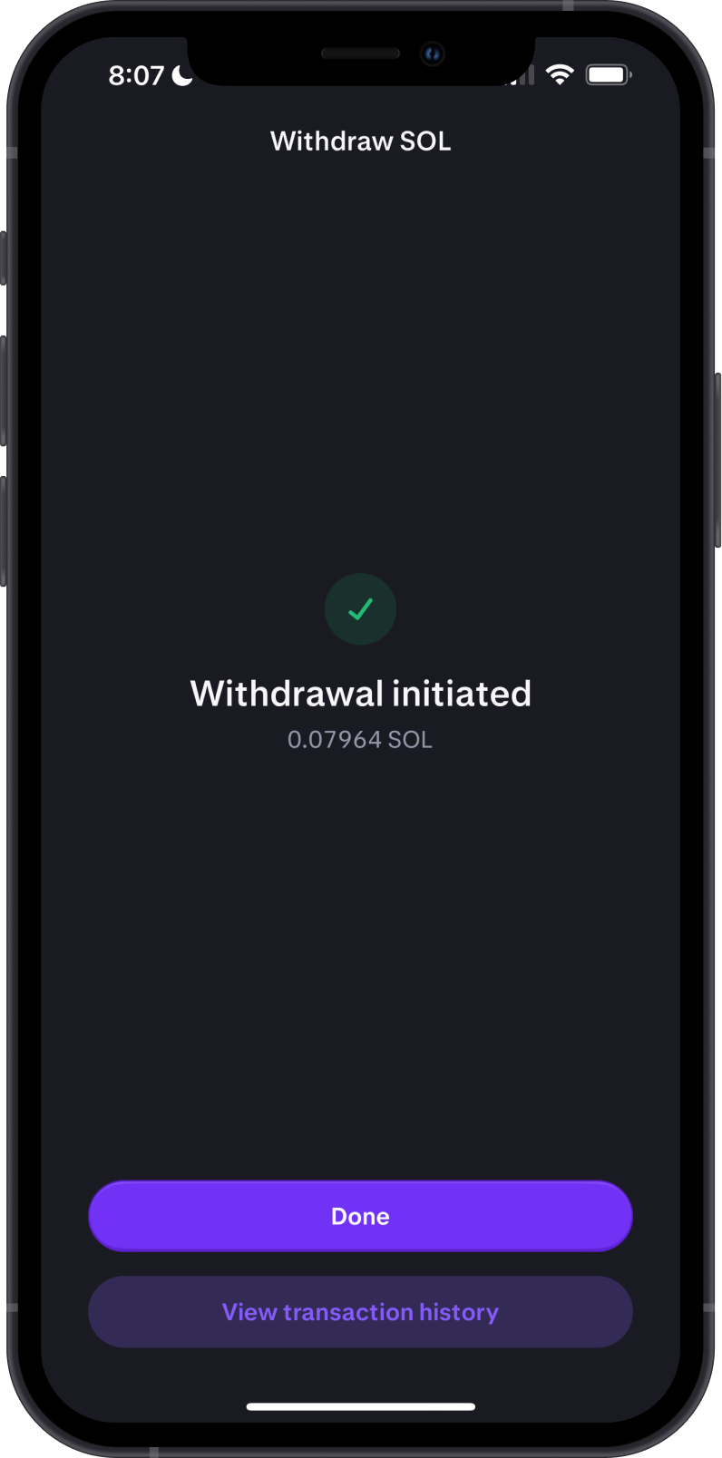 Withdrawal Started