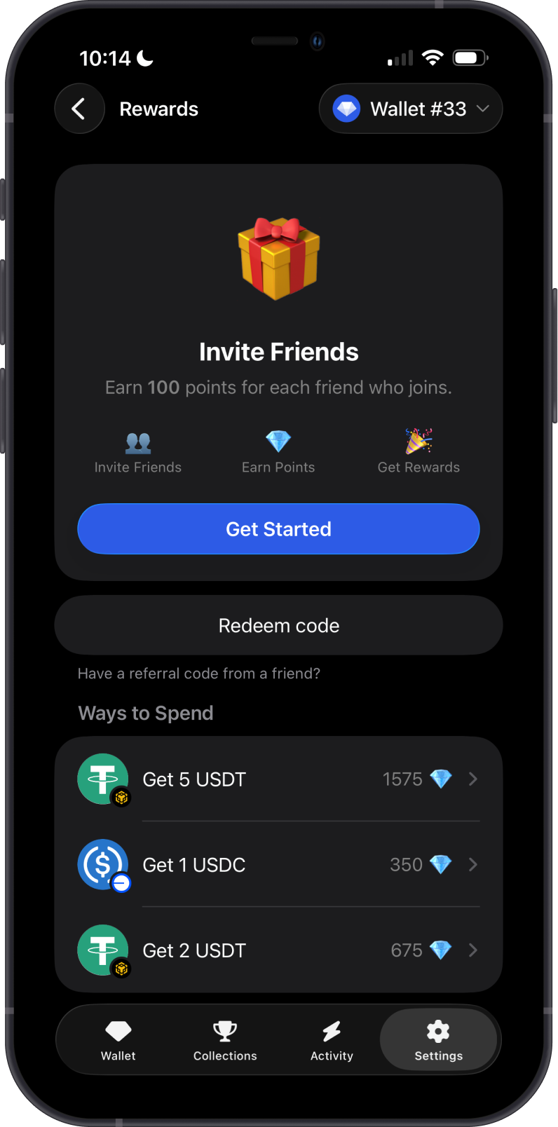 Referral Rewards screen