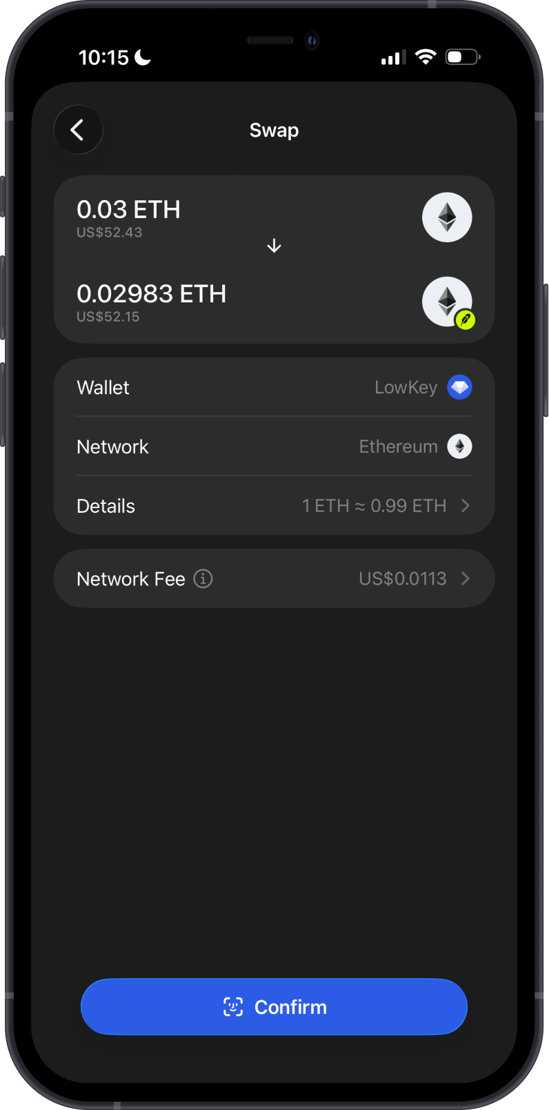 Robinhood Chain Cross-Chain Swap Details on Gem Wallet