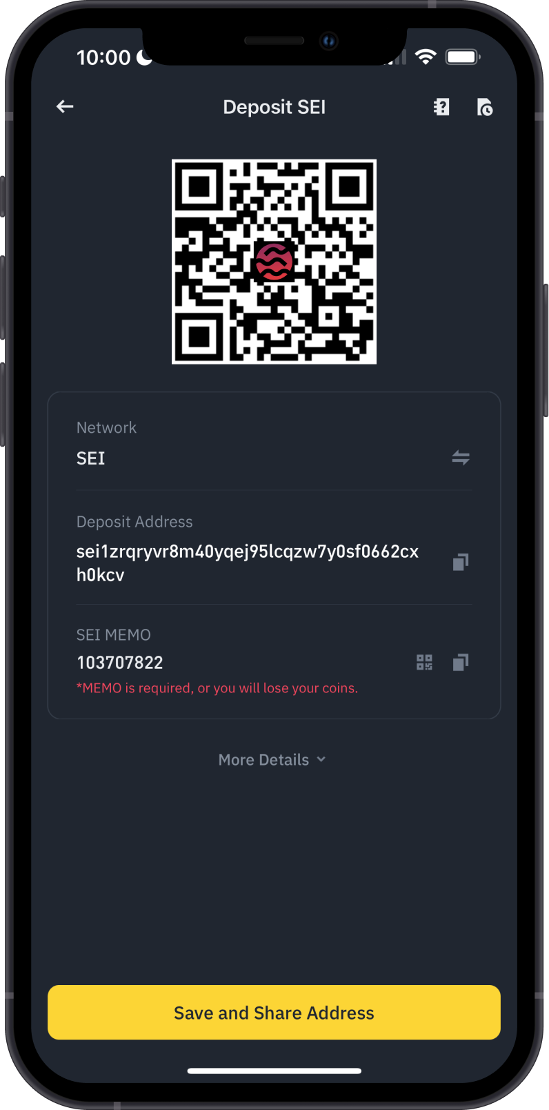 Binance SEI Deposit Address