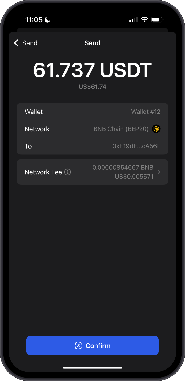 Network Fee Calculated