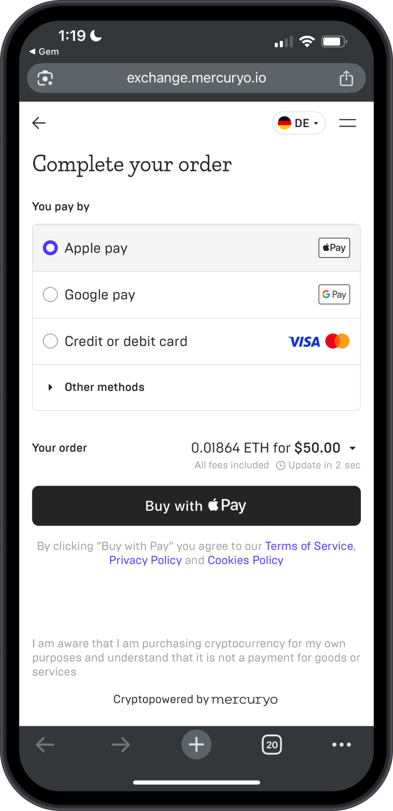 Buy ETH from Ramp