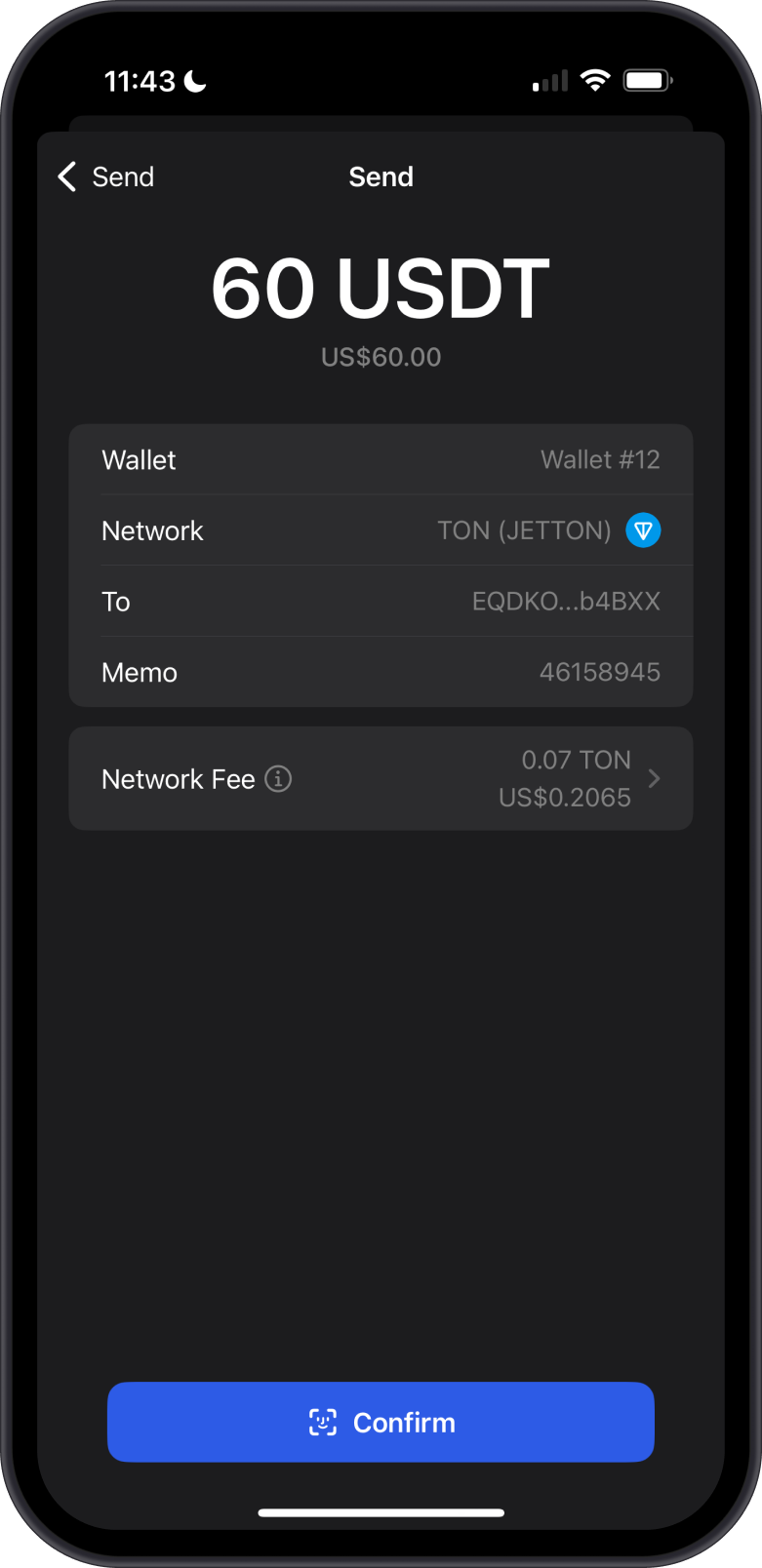Network Fee Calculated