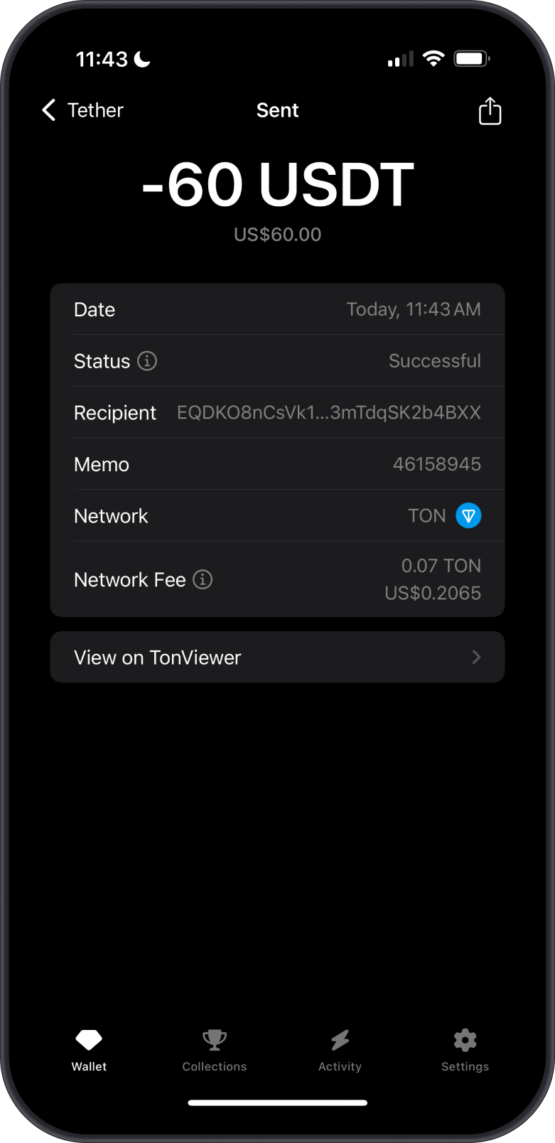 Confirm USDT-Jetton Send Transaction