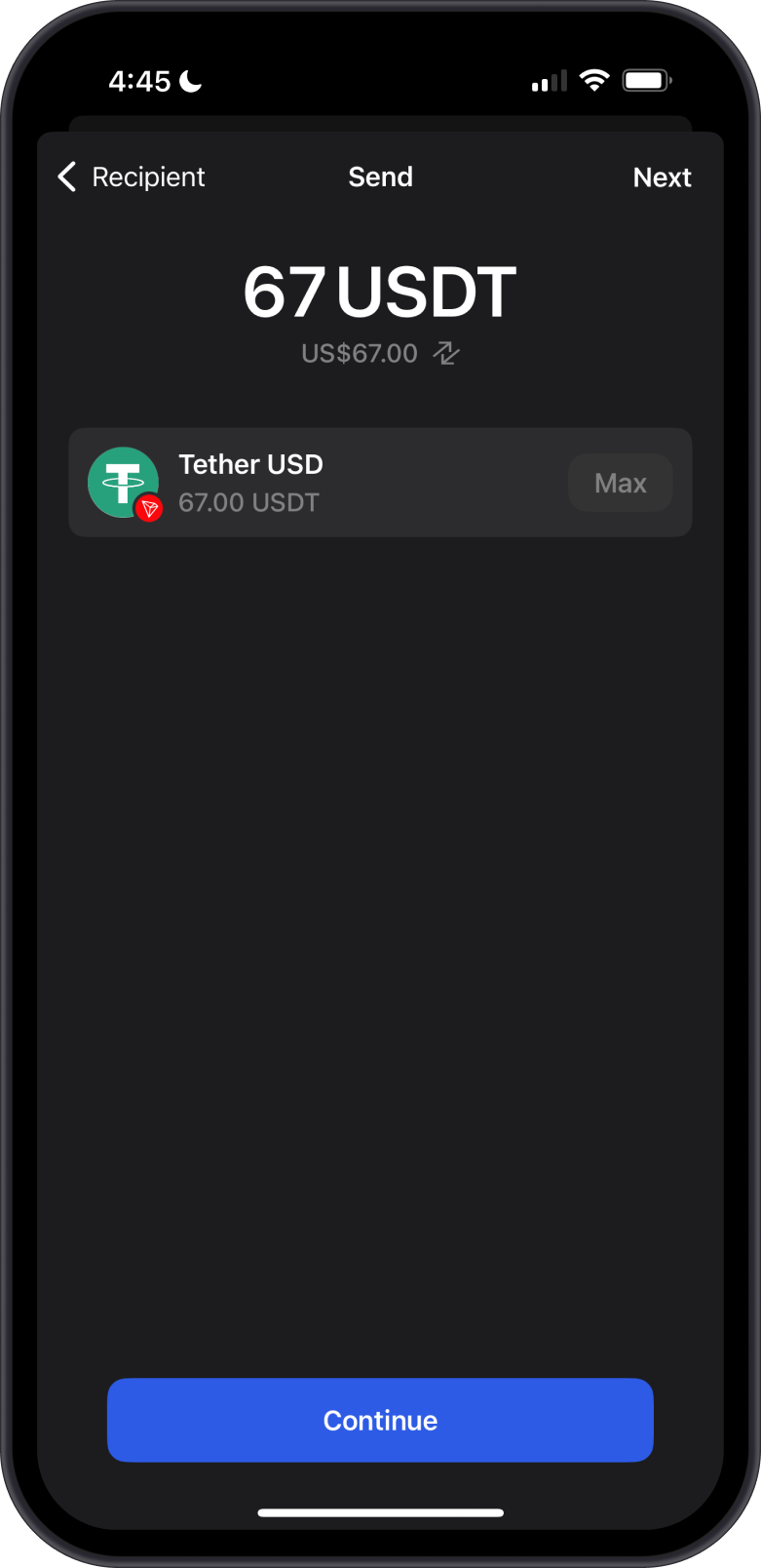 Input USDT Amount