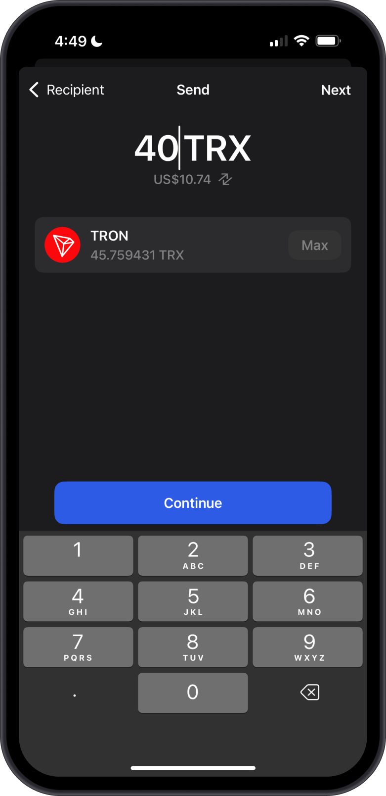 Send TRX