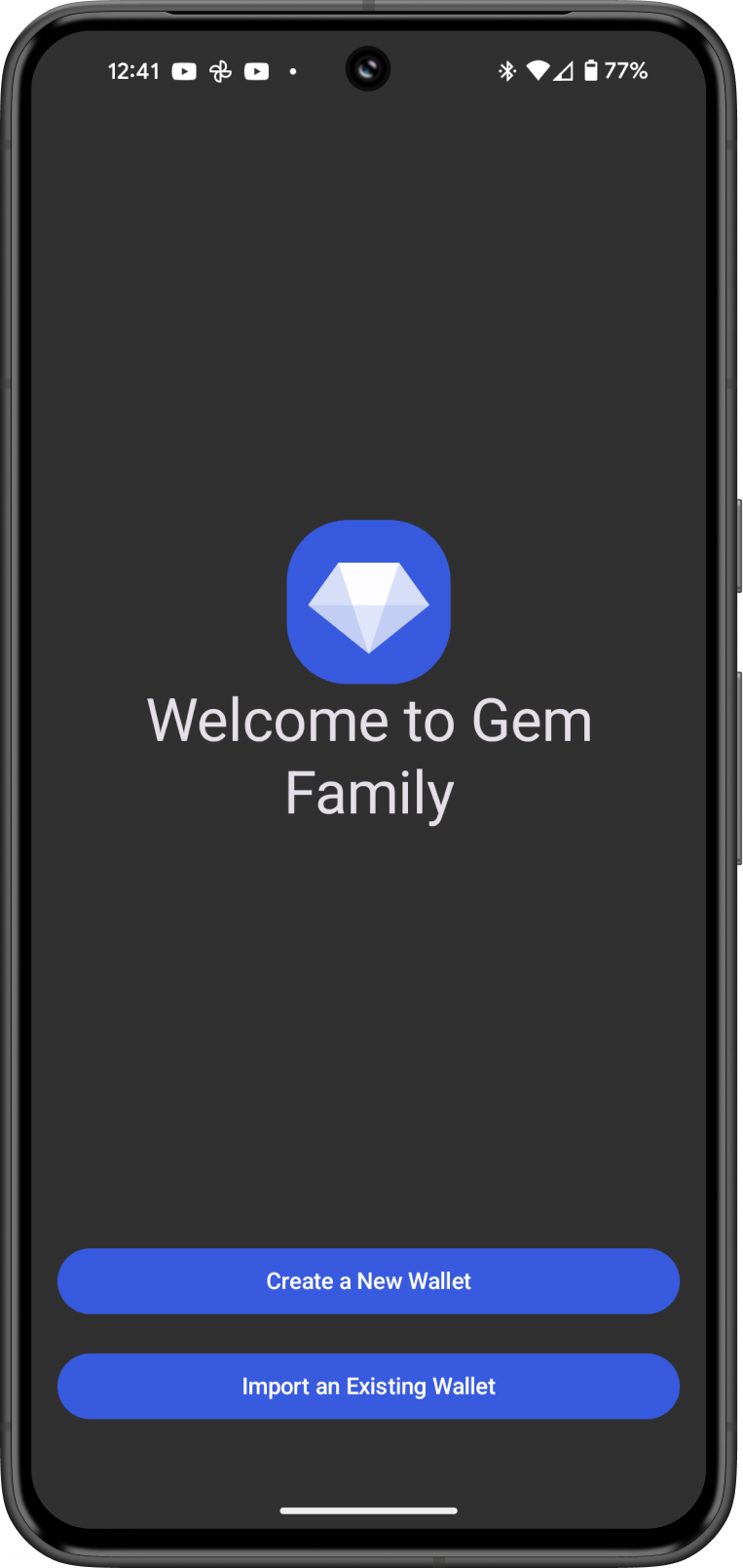 Gem Wallet Main Screen