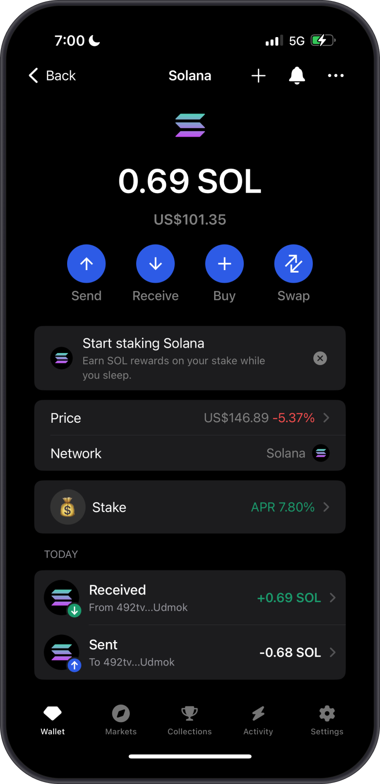 Solana on Gem Wallet