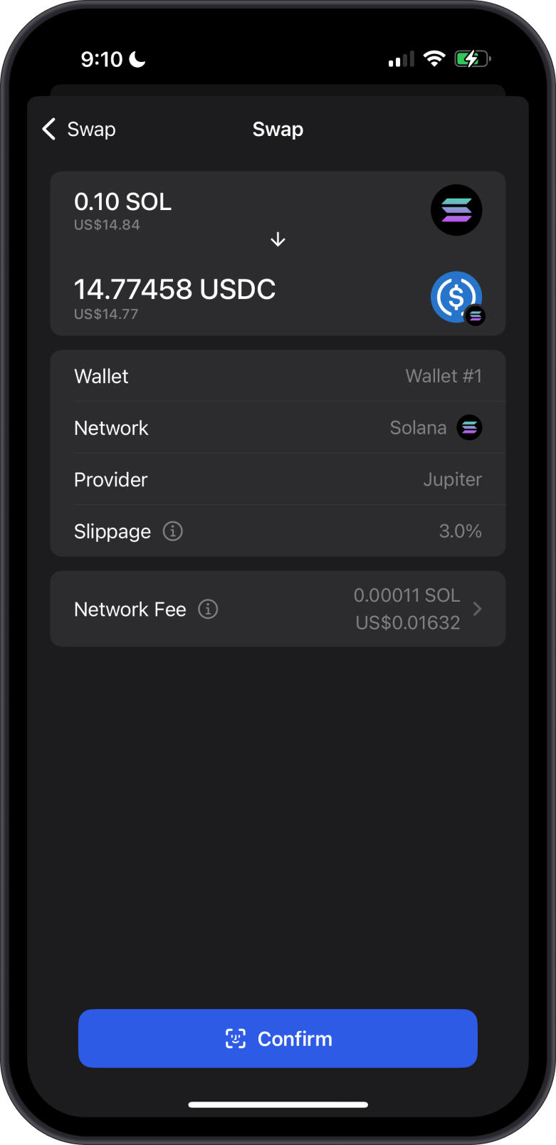 Swap SOL to USDC
