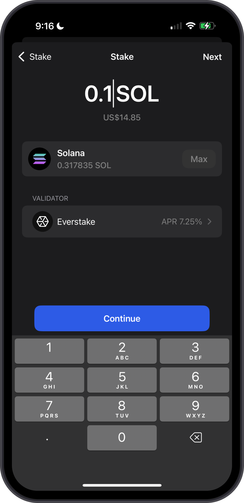 Stake SOL on Gem Wallet