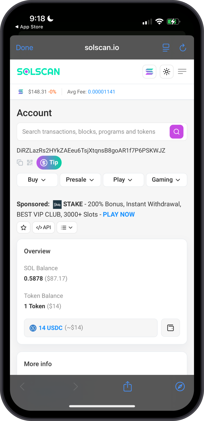 View Address on Solscan