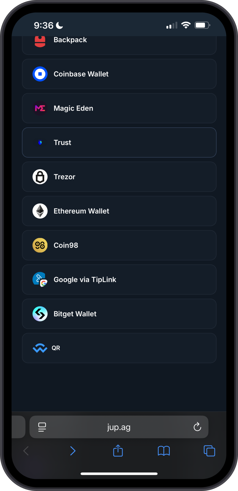 Choose WalletConnect