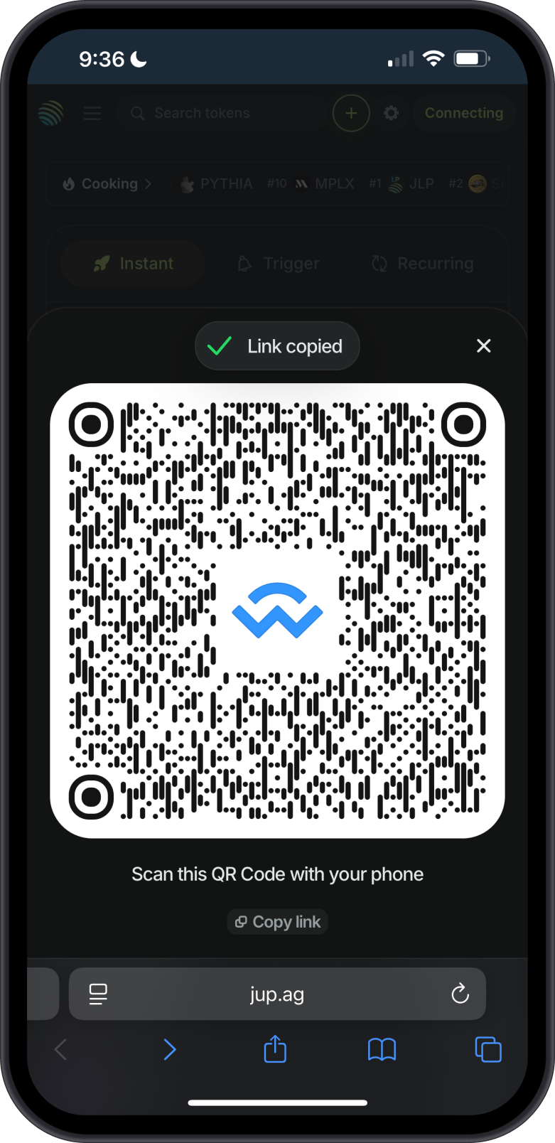 Copy QR Code Link