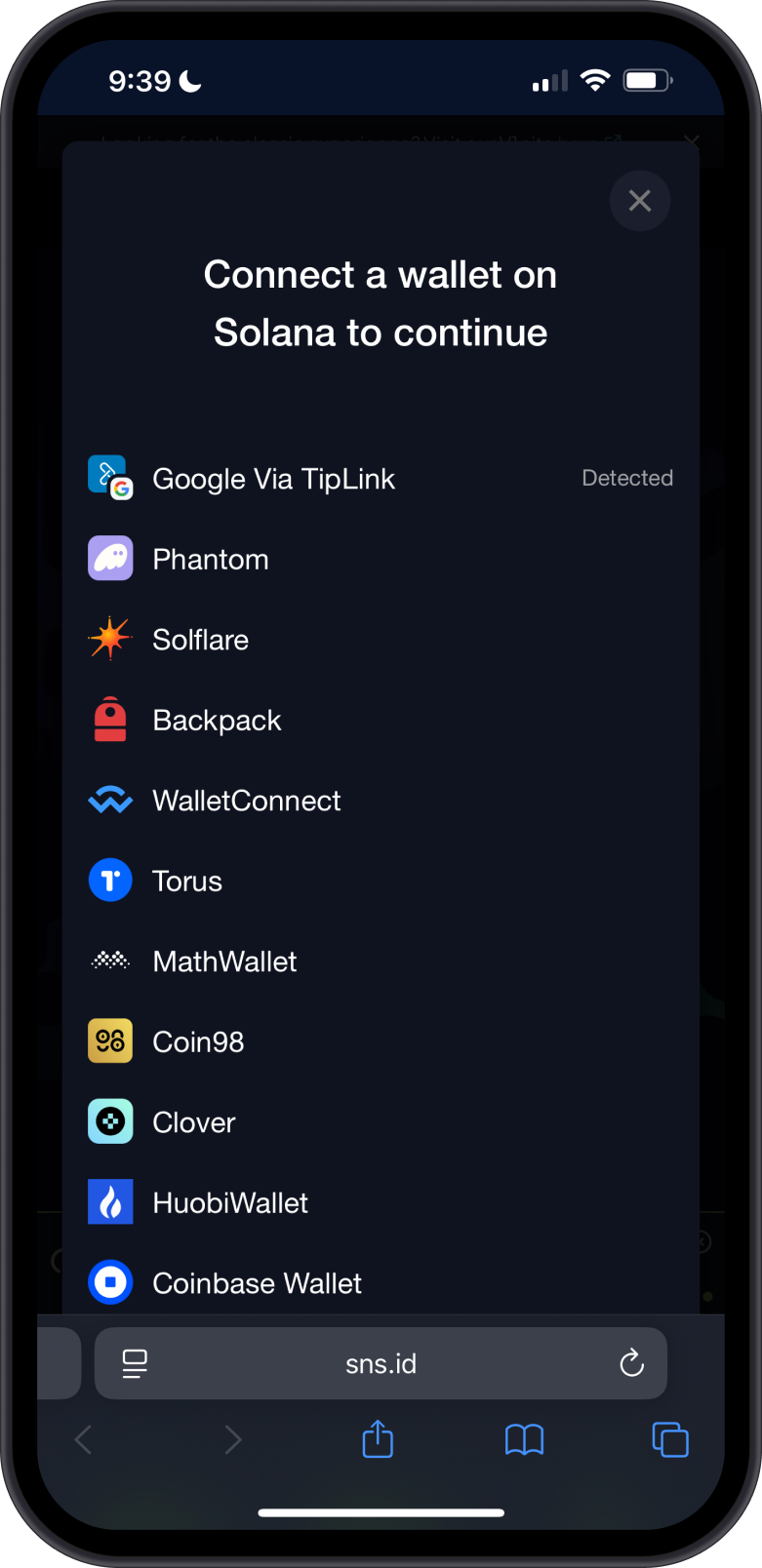Choose WalletConnect