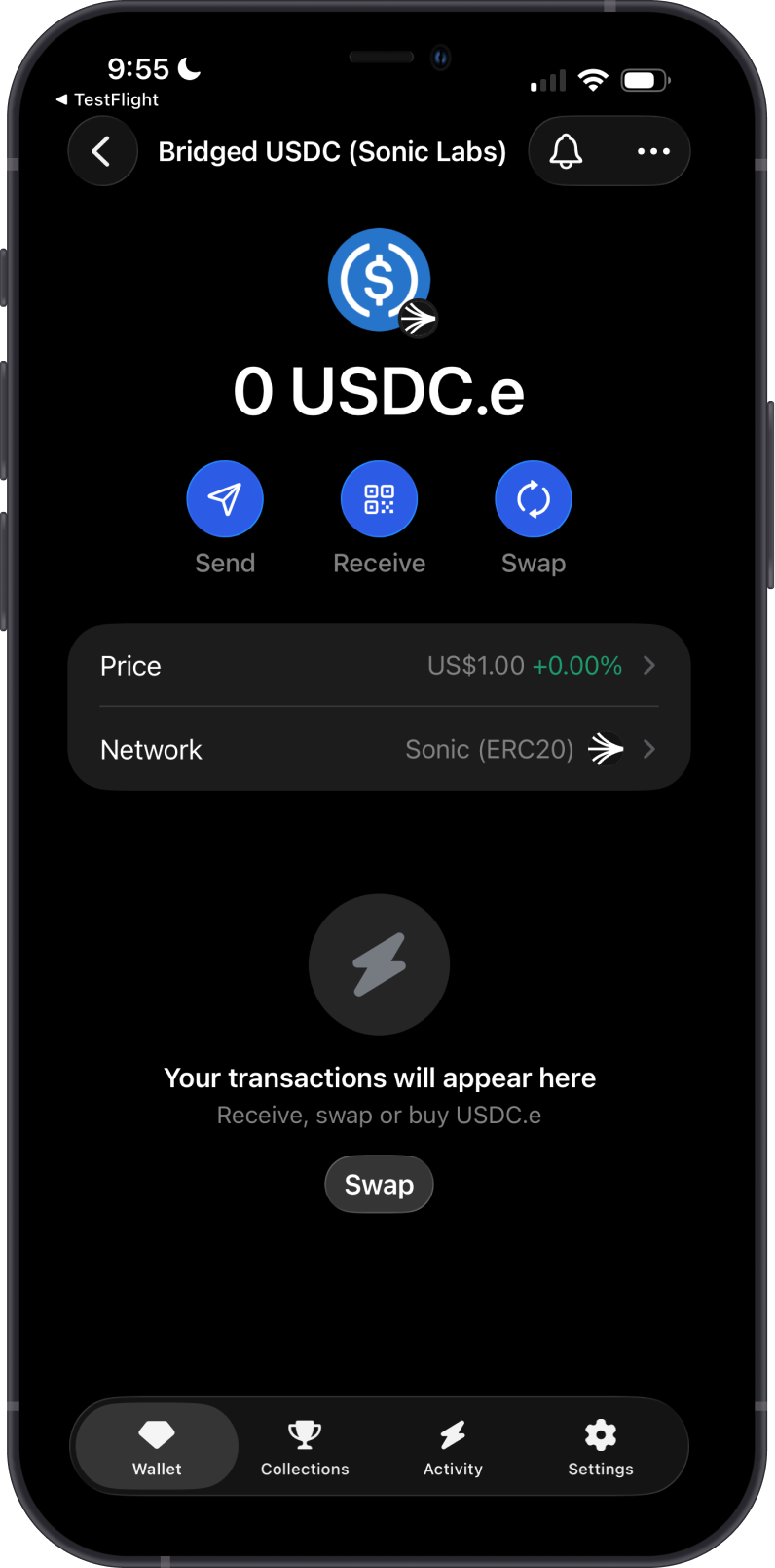 Sonic ERC20 Token on Gem Wallet