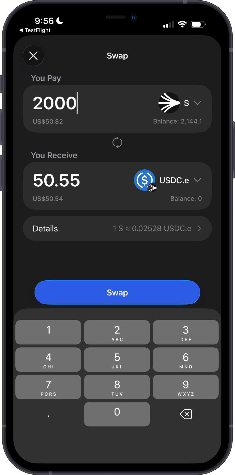 Swap Sonic Tokens on Gem Wallet