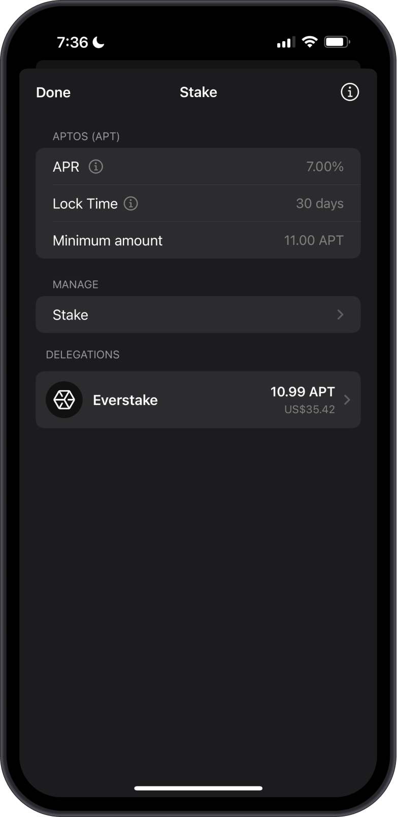 Confirmed Aptos Stake