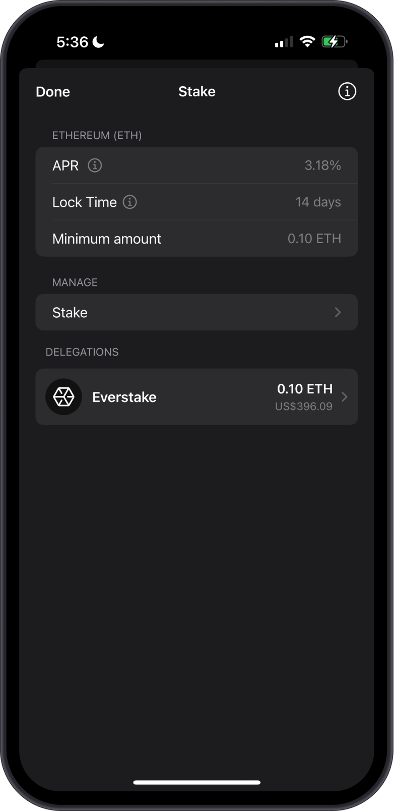 Confirmed Ethereum Stake