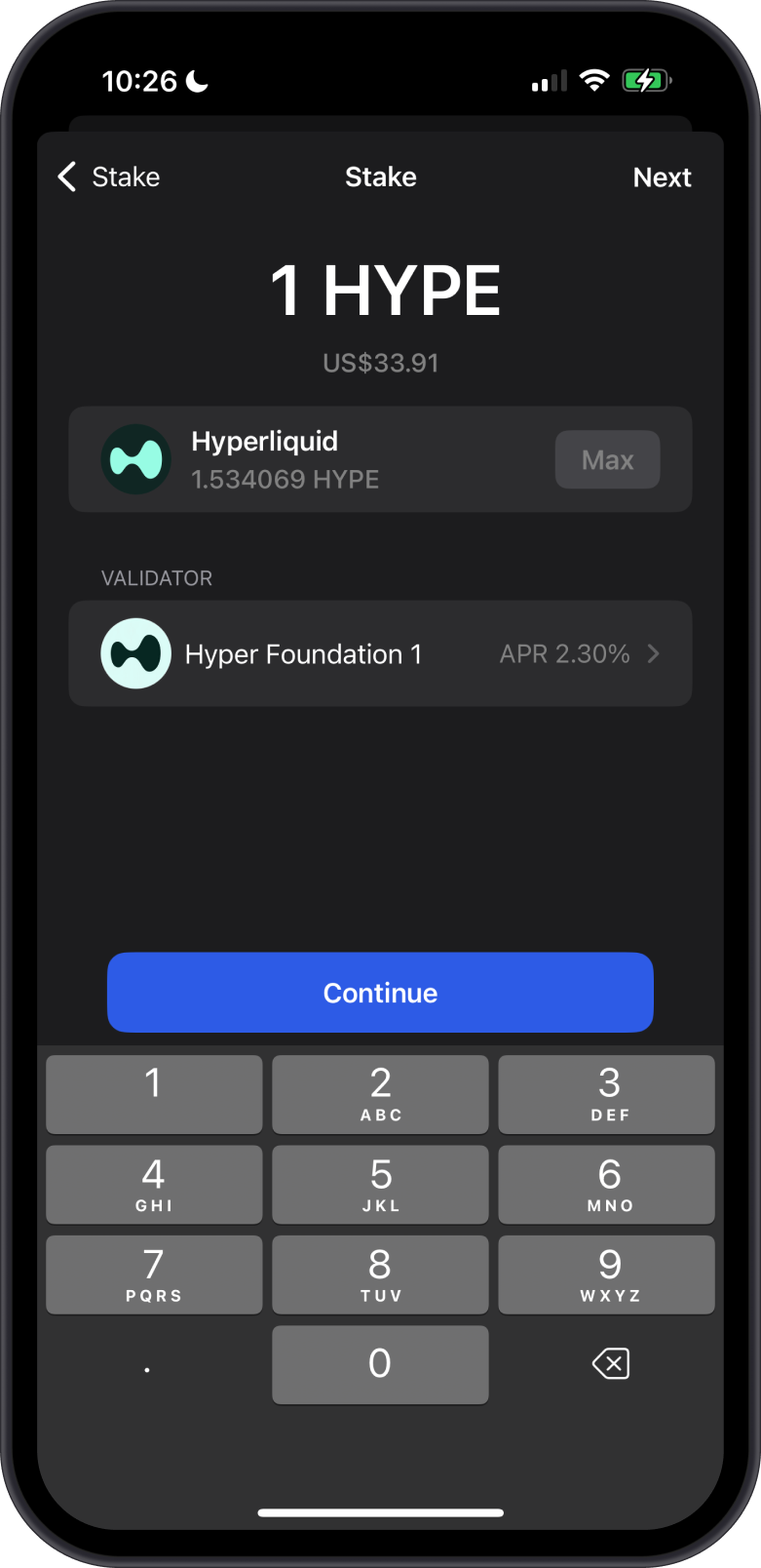 Input HYPE Amount to Stake