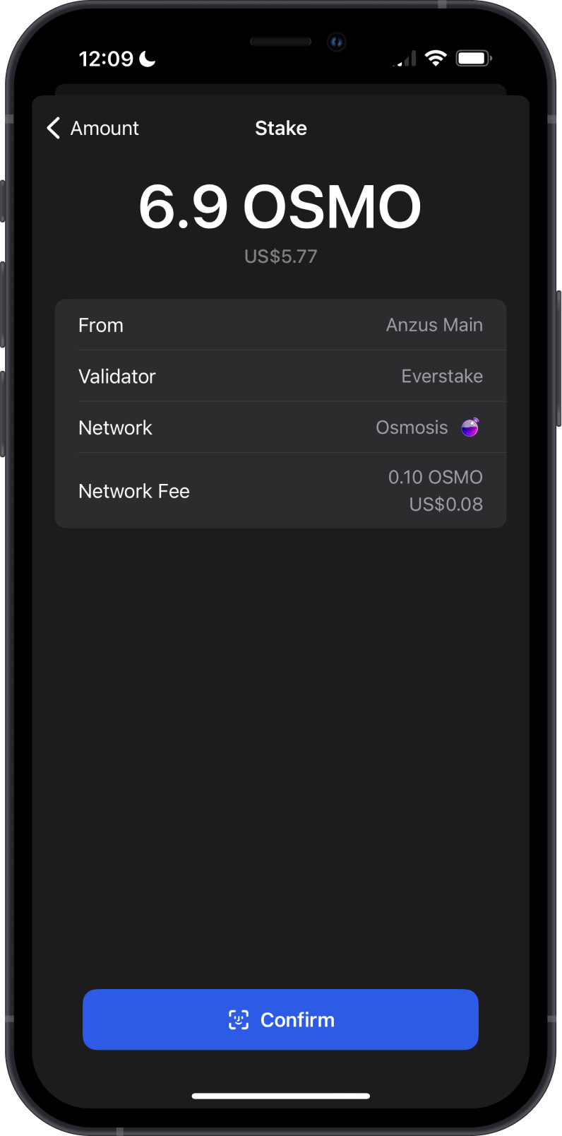 Stake OSMO Fee on Gem Wallet