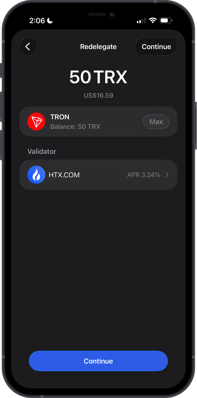 Redelegate TRX