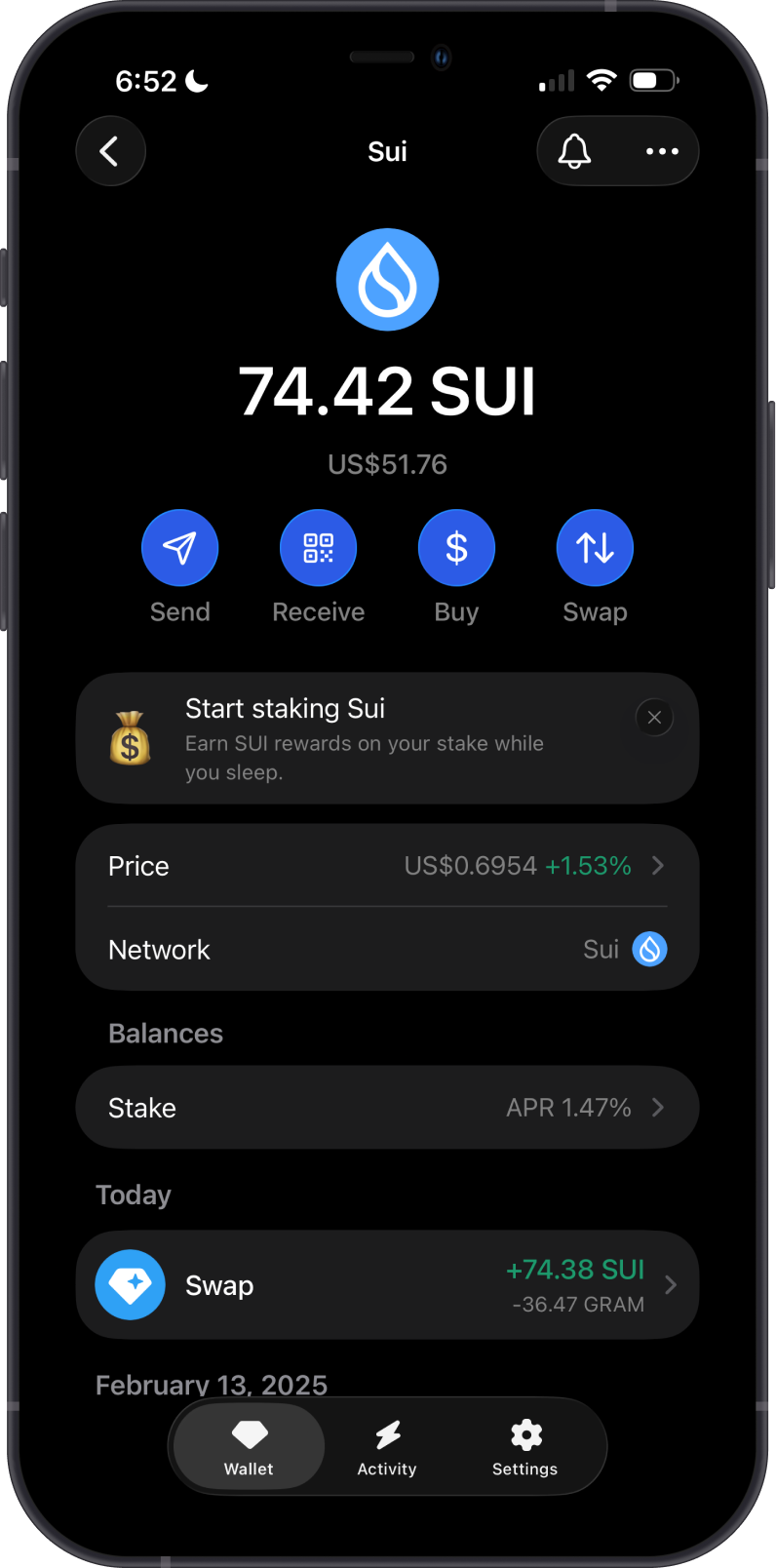 Sui on Gem Wallet