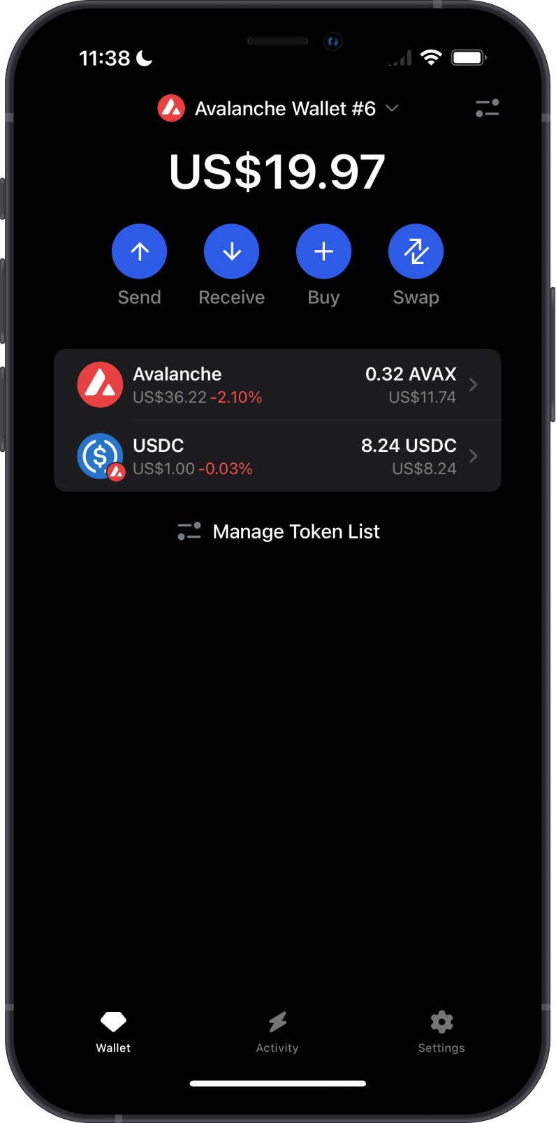 Swap of ERC20 to AVAX Completed