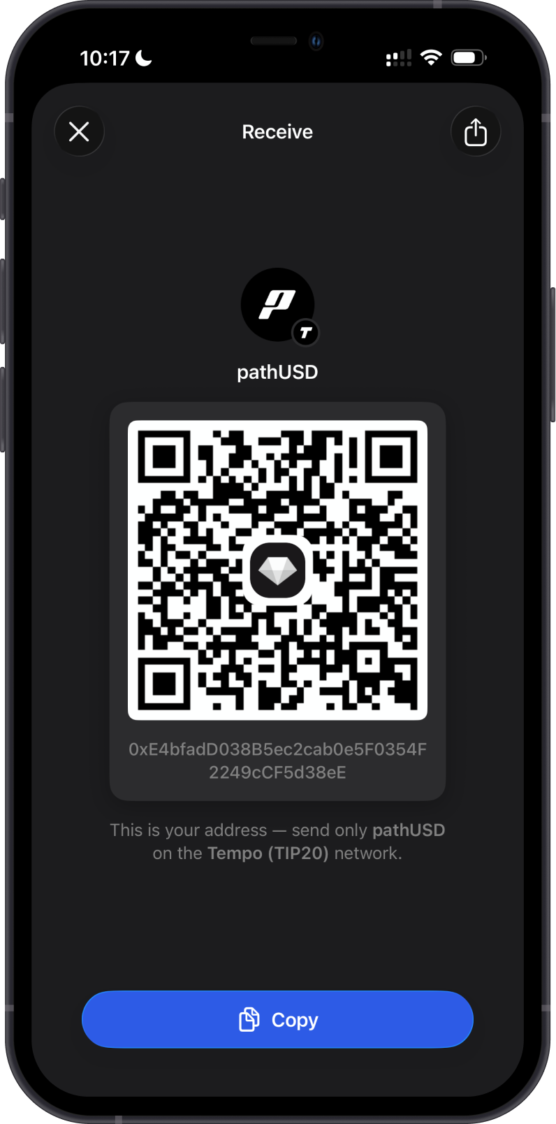 Receive a Tempo TIP-20 token