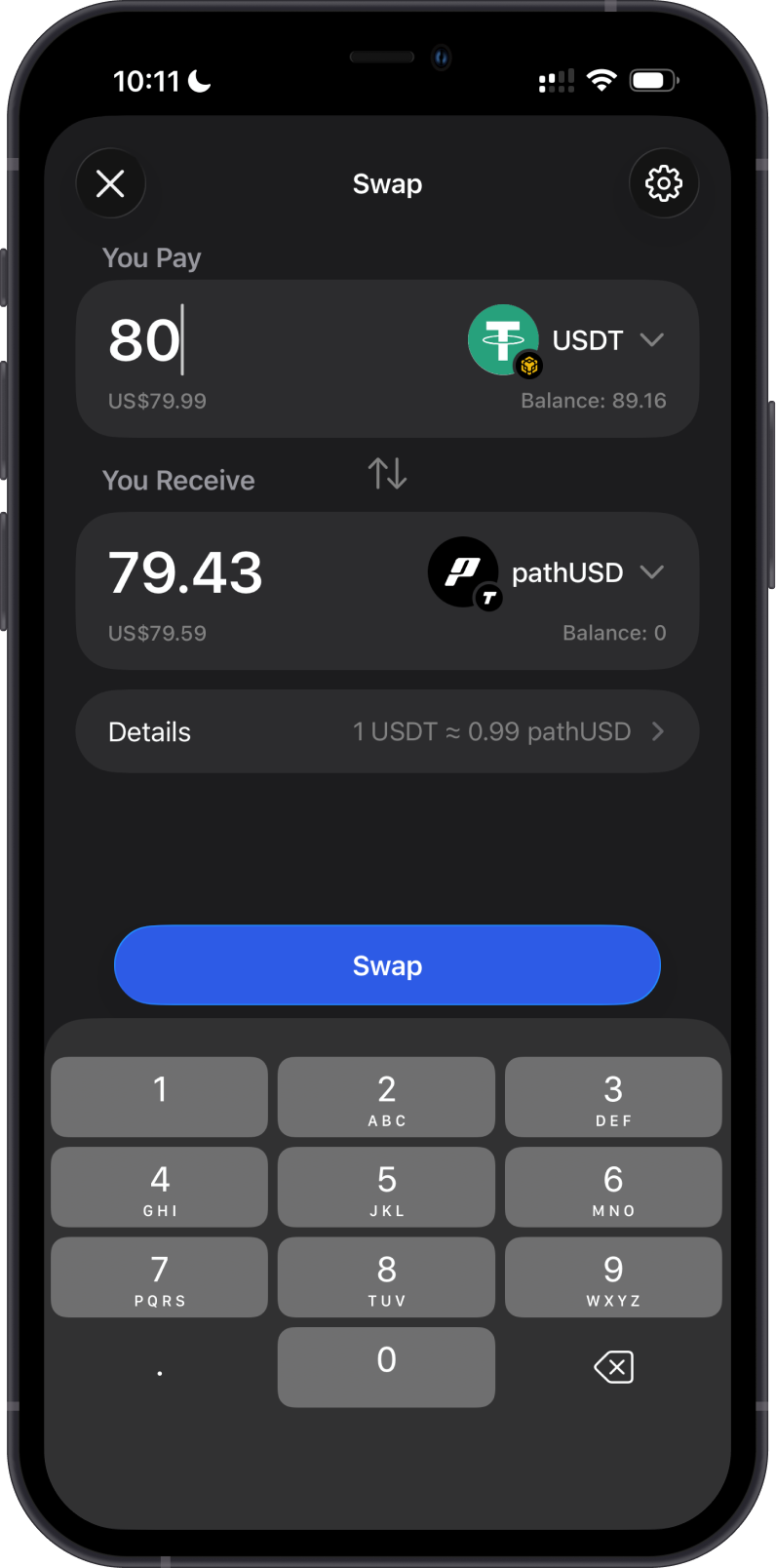Cross-chain swap into a Tempo TIP-20 token