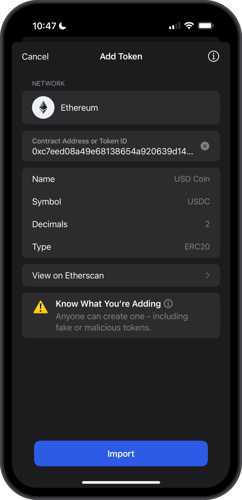 Unverified Token Added