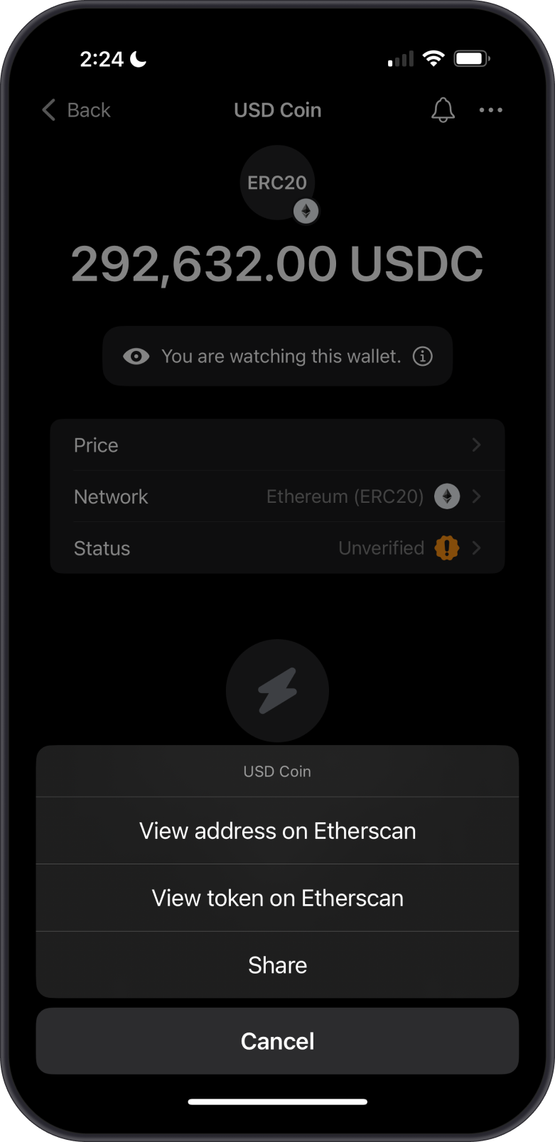 View Unverified Token on Etherscan