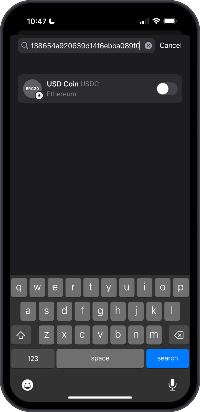 Toggle Off Fake USDC