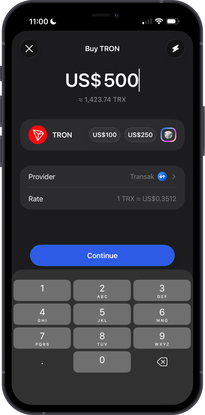 Buy TRON on Transak