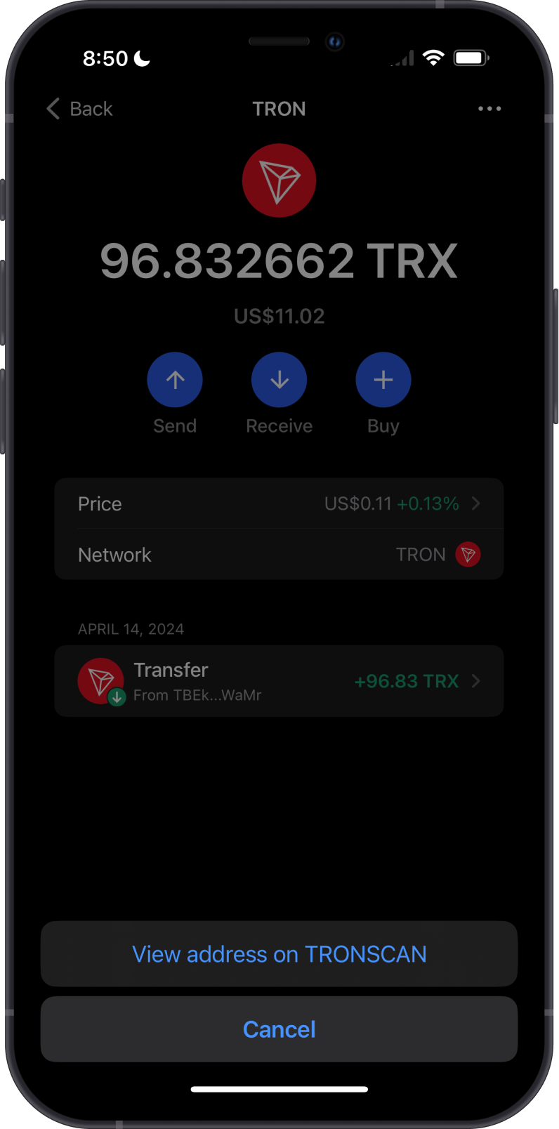View Address on TRONScan