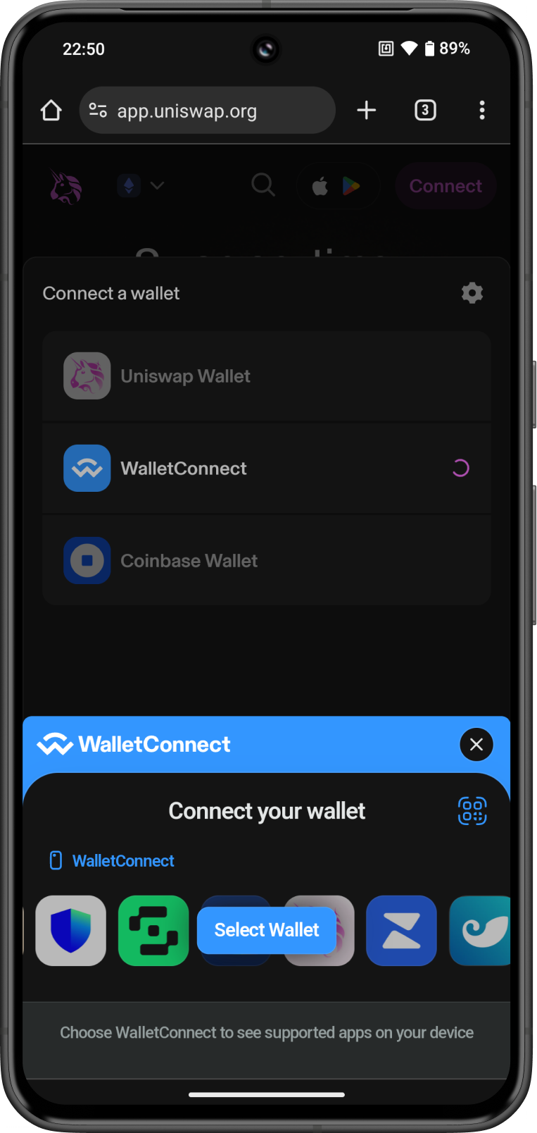 Connect a Wallet Screen