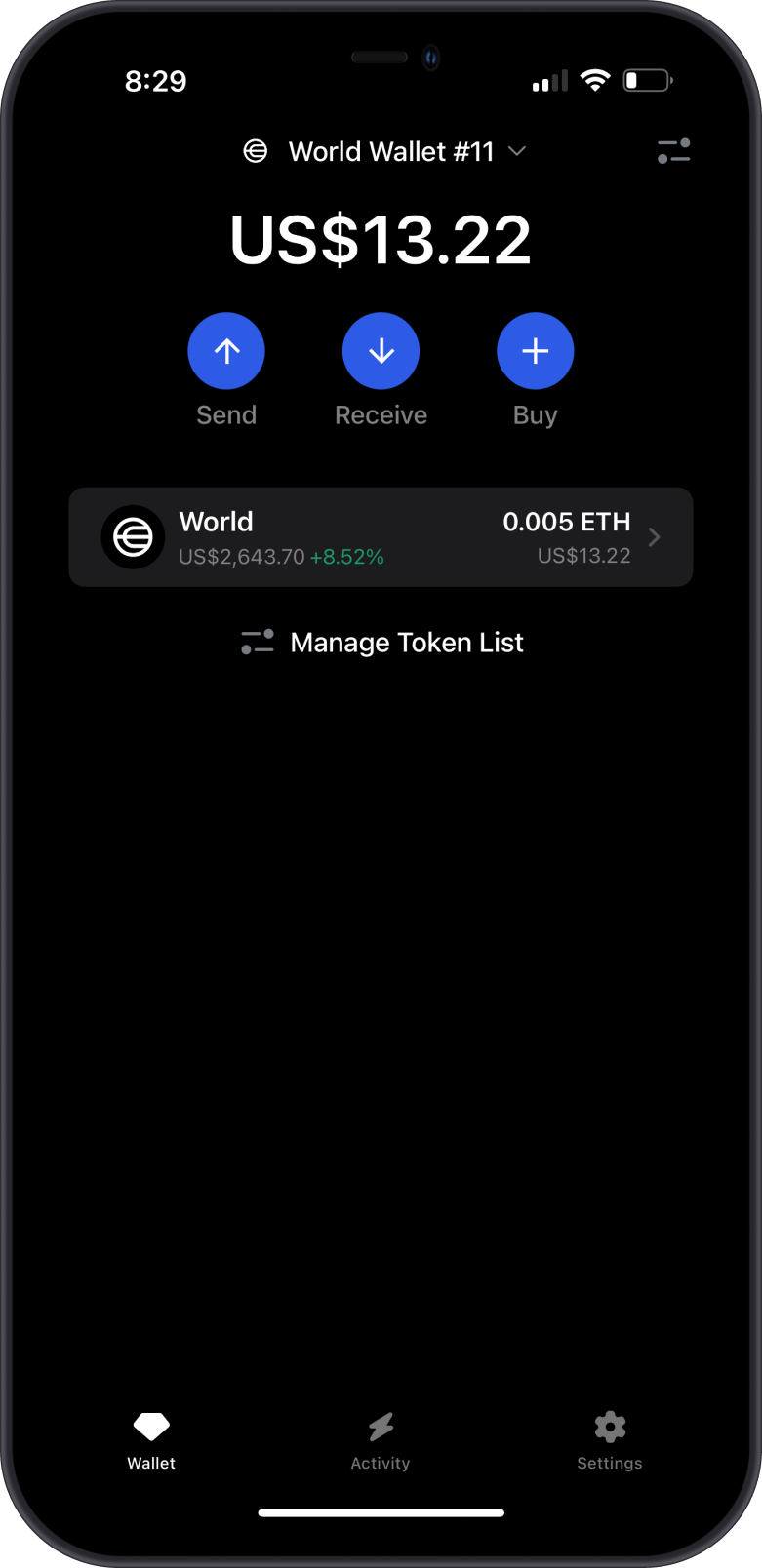 World ETH on Gem Wallet