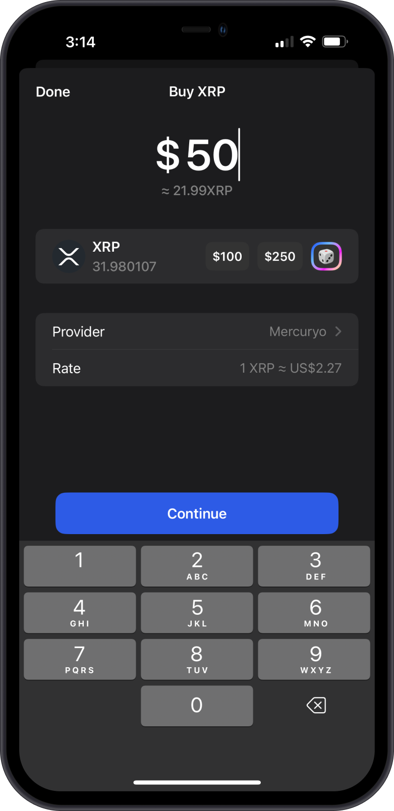 Buy XRP with Gem Wallet