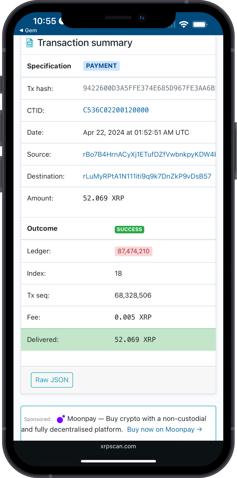 View Transaction on XRPSCAN