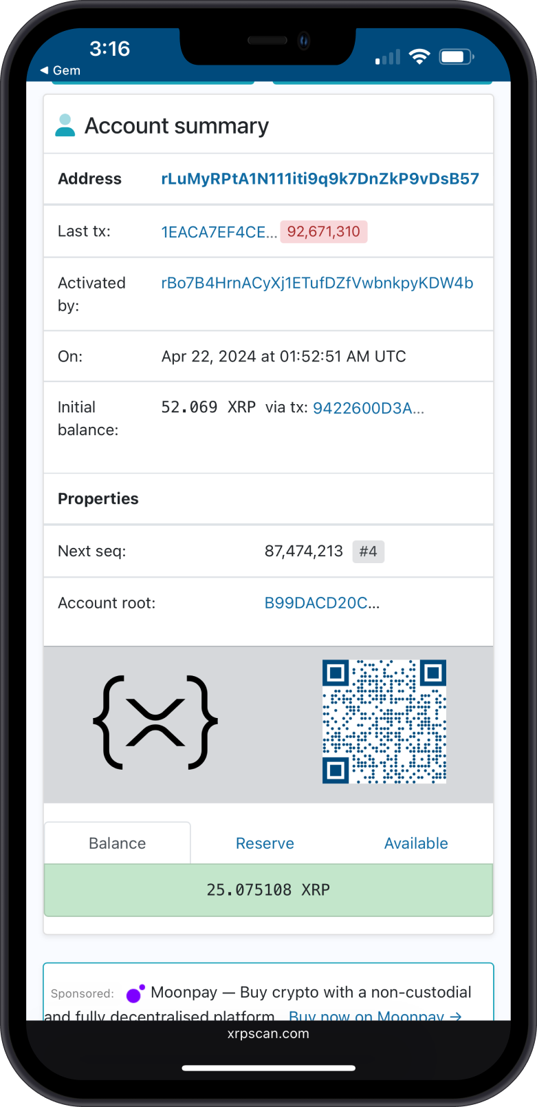 View XRP Balance on XRPSCAN