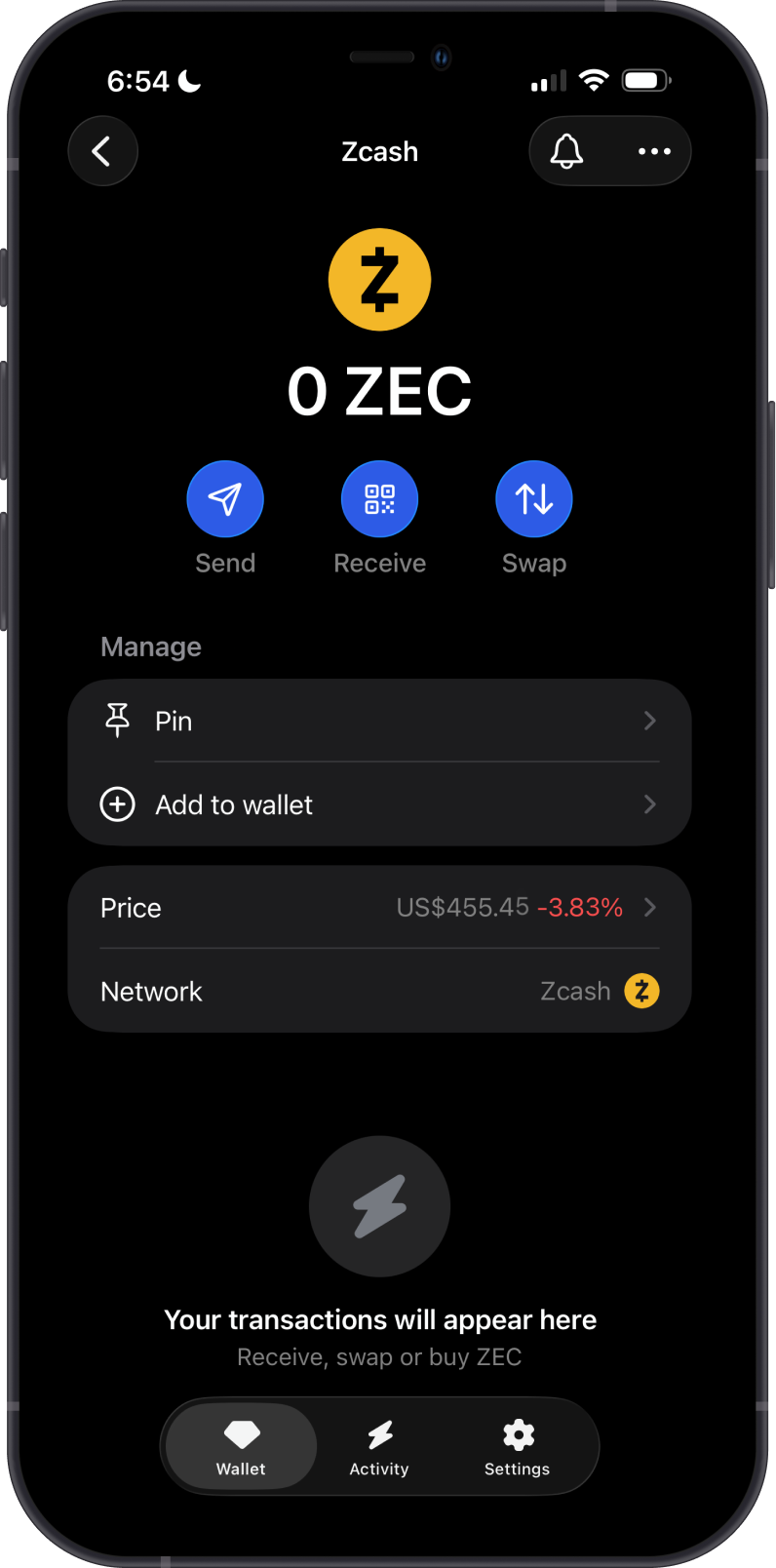 Add Zcash Wallet