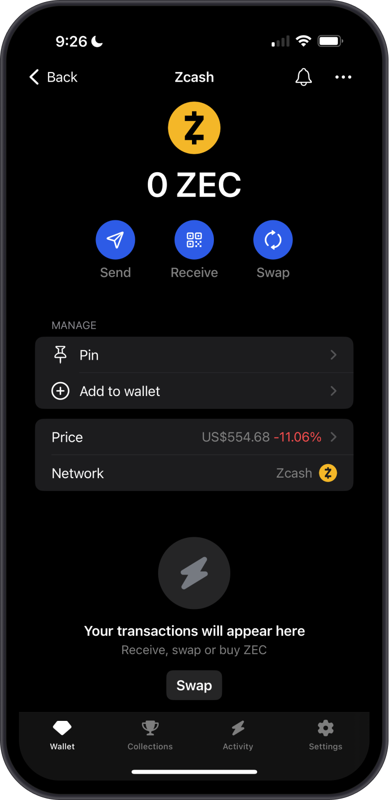 Add Zcash Wallet