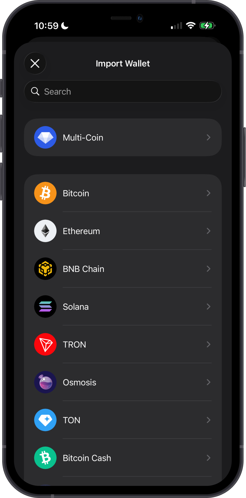 Import a Multi-Coin or Single-Chain Wallet