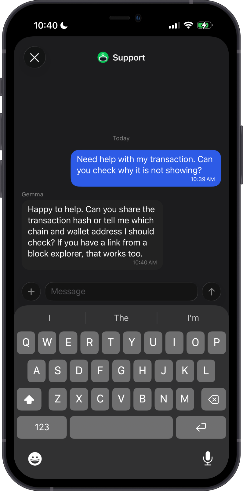 Gemma AI Chatbot Assisting with a Transaction